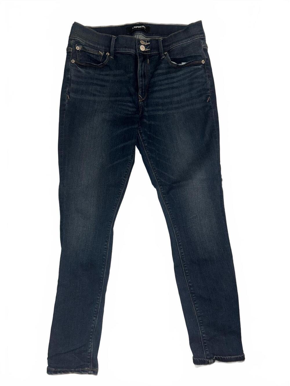 Women’s Express dark wash cropped mid rise jean leggings Size 10